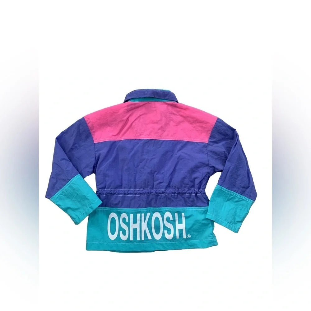 Vintage Oshkosh Size 5-6 Colorblock Pink and Purple Rain Jacket